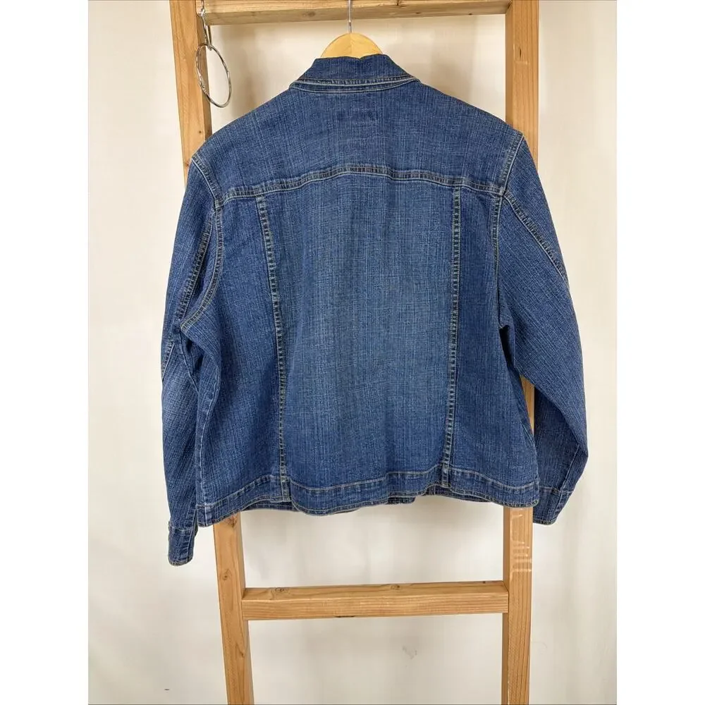 Vintage Y2K Coldwater Creek Denim Trucker Jacket #1207 Size XL